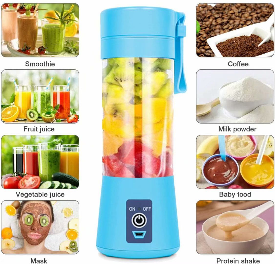 380ML Personal Blender USB Rechargeable Electric Fruit Juicer for Smoothies and Shakes 3D Six Blades for Superb Mixing Green