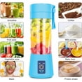 thumbnail image 5 of Personal Blender, Portable Juicer Electric Fruit Blender, Mini Blender Smoothie Maker Mixer, USB Juice Blender, Rechargeable, 6 Blades in 3D for Excellent Blending, 380 ML Blue, 5 of 5