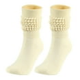 thumbnail image 2 of CHENjy Premium Cotton Breathable Crew Socks, Unisex Medium High Bubble Tube Socks, Elastic Durable Casual Dress, Sweat Wicking All Season Fashion, Beige, 2 of 7