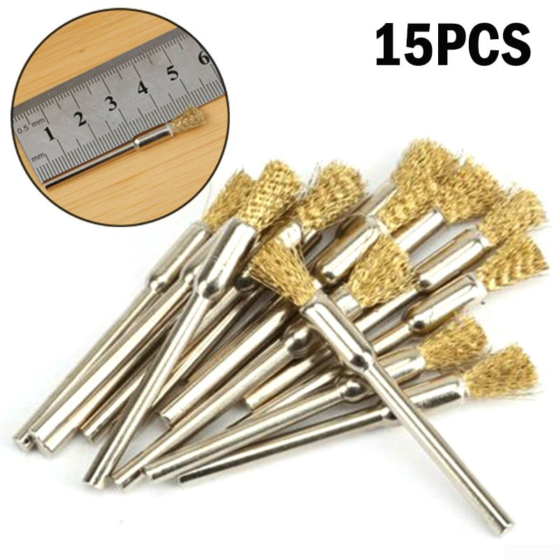 30 X Copper Rotary Wire Wheels Pencil Polishing Brushes For Power Drill Tool 5mm 