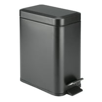 iDesign Rectangular Compact 1.3 Gallon Bathroom Step Trash Can - Perfect for Primary Bathrooms, Guest Baths, and Powder Rooms - Matte Black