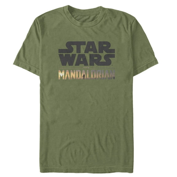 Men's Star Wars: The Mandalorian Double Logo Graphic Tee Military Green X Large