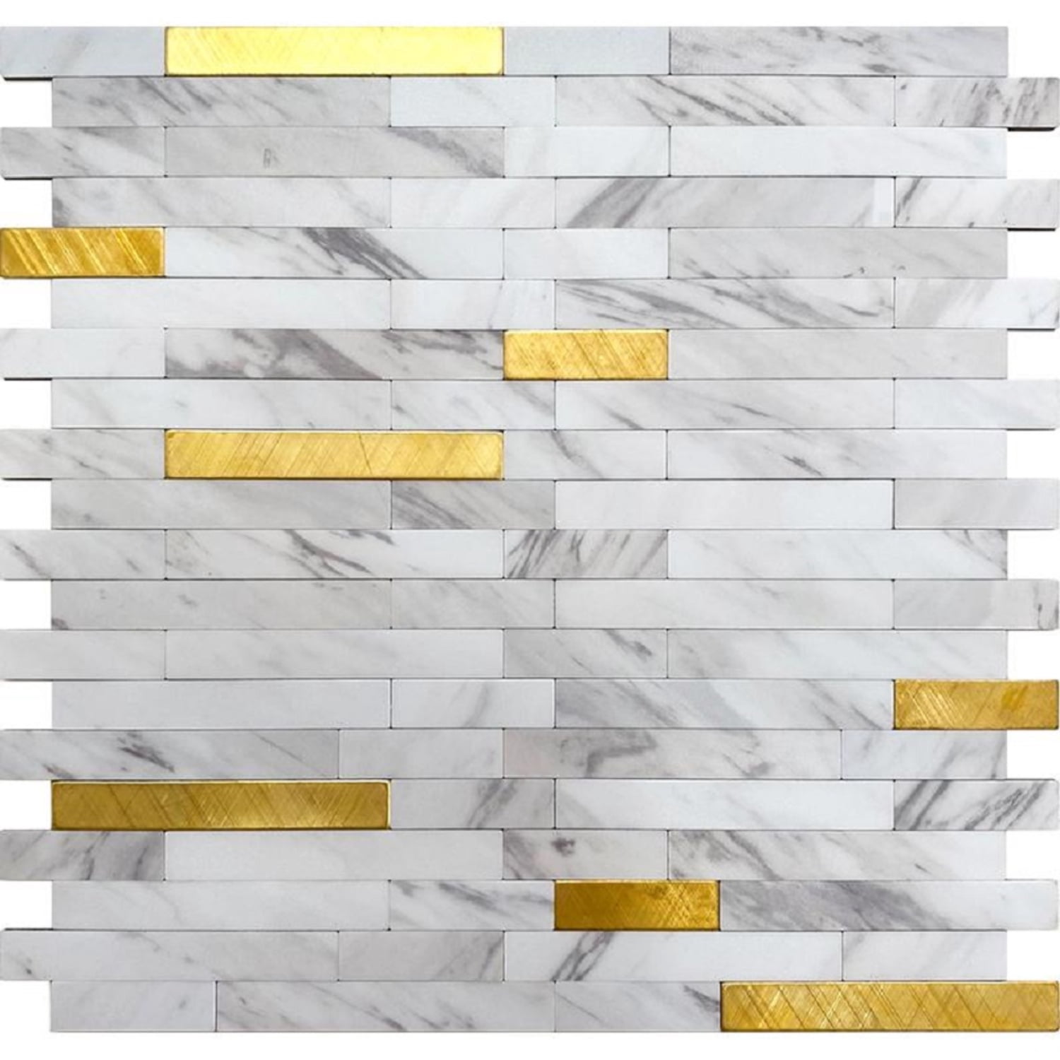 10 pack Stack White and Gold 11.8 in.x10.23 in. Metal Peel and Stick Backsplash Tile for Kitchen and Bathroom (9.26 sq ft/ Case)