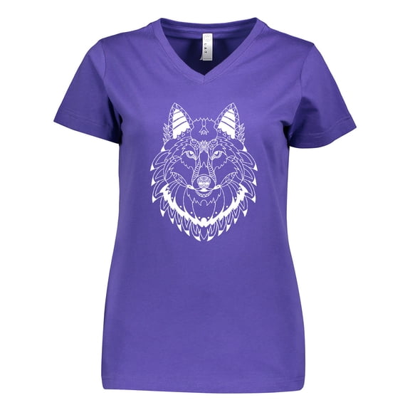 Inktastic Tribal Wolf Head Women's V-Neck T-Shirt