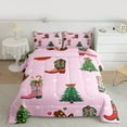 thumbnail image 2 of Feelyou Kids Christmas Tree Queen Comforter Set, Western Cowgirl Boot Bedding Sets, Cartoon Snowflake Print Reversible Bedding Comforter Set, Ultra Soft Home Decor, 3 Pieces, 2 of 8