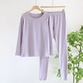 thumbnail image 2 of cfhntfmh Womens Pajama Sets Cotton Comfy Crewneck Long Sleeve Basic Shirts Soft Stretch Long Pants Loungewear Sleepwear, 2 of 3