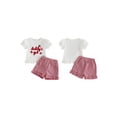 thumbnail image 2 of BemeyourBBs Toddler Baby Girl Summer Clothes Daddy's Girl Outfits Puff Short Sleeve Strawberry Embroidery T Shirt Tops and Ruffle Plaid Shorts Set Toddler Girls Spring Summer Outfit, 2 of 9