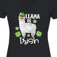 thumbnail image 4 of Inktastic St. Patrick's Day Llama Be Irish with Green Shamrocks Women's V-Neck T-Shirt, 4 of 5