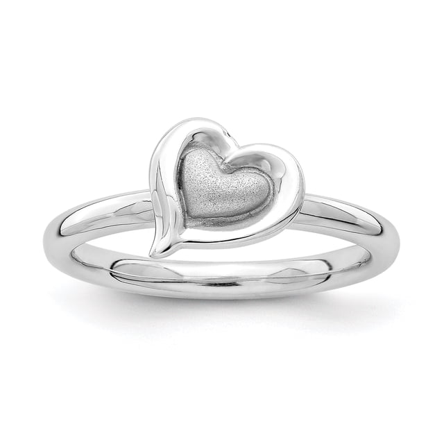 Sterling Silver Stackable Expressions Rhodium Heart Ring Size 10
