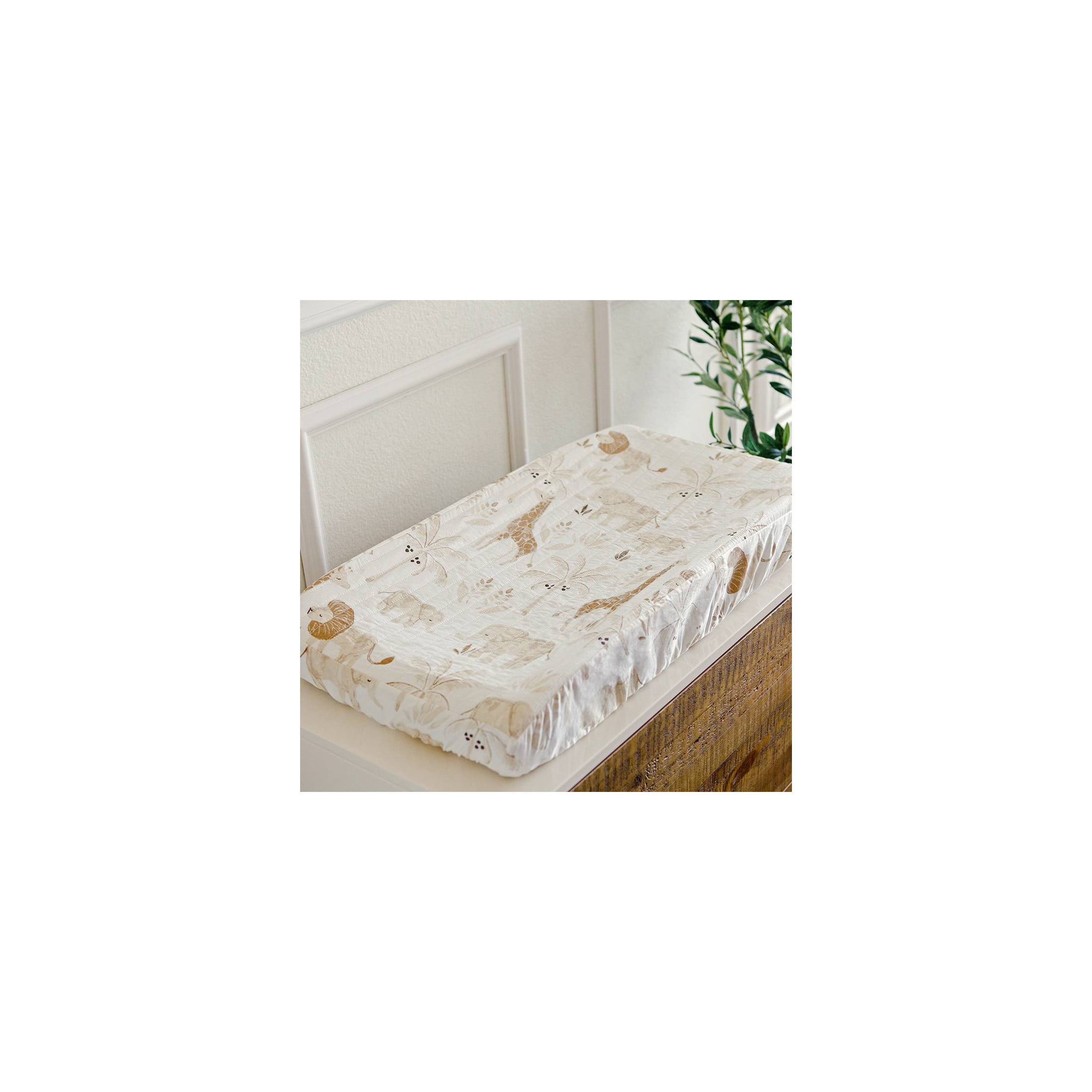 Cotton Quilted Changing Pad Cover - Kendi Animals