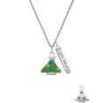 thumbnail image 2 of Delight Jewelry Silvertone Green Resin Christmas Tree with Crystals Silvertone Live the Life You Have Imagined Bar Charm Necklace, 23", 2 of 4