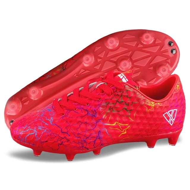 Vizari Botas de Fútbol Zodiac para Terreno Firme para Niños: Calzado de Fútbol Duradero y Ligero para Niños y Niñas, Rojo, Talla 9