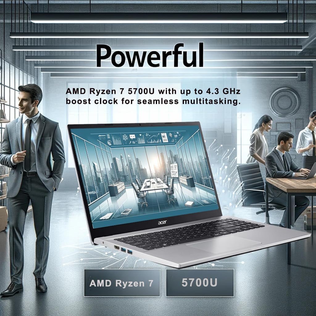 acer Aspire Premium Laptop | AMD Ryzen 7 5700U (Beats i7-1250U) CPU | 32GB RAM | 1TB SSD | 15.6" FHD Display | Fast Wi-Fi 6 | Sleek Design | Ethernet Port | AI Noise Removal | Windows 11 | WOWPC