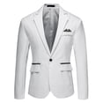 thumbnail image 7 of Lohuatrd Men Suit Coat Formal Business Style Single Button Cardigan Slim Fit Long Sleeve Turn-down Collar Solid Color Groom Groomsman Wedding Suit Jacket, 7 of 7
