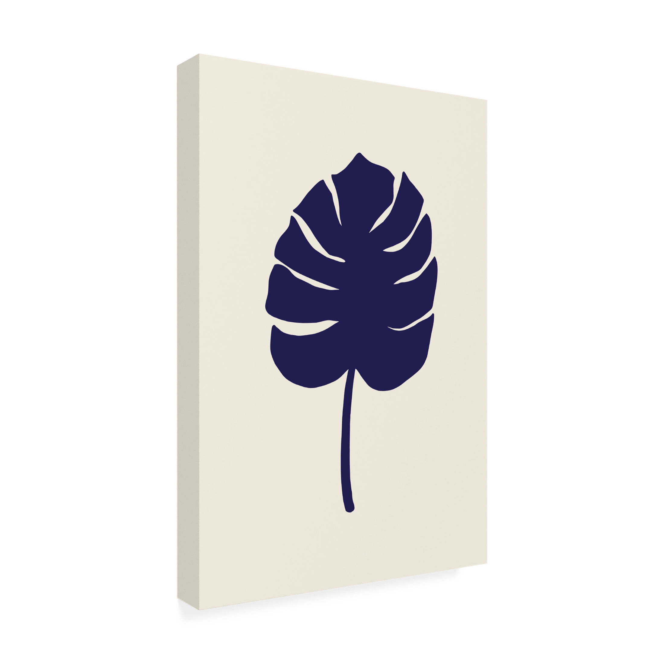 Canvas Wall Art - Pictufy Studio 'Monstera Leaf Dark Blue' Wall Art for Living Room, Bedroom, or Office Décor by Trademark Fine Art - 12 x 19 Inches