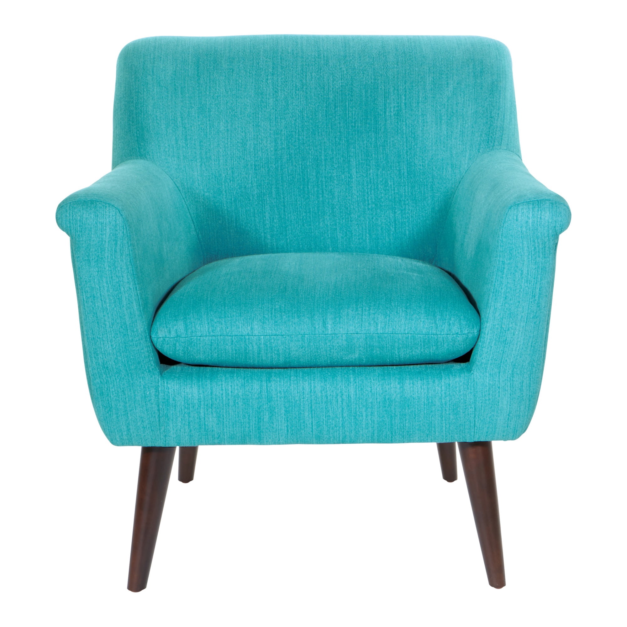 OSP Home Furnishings Dane Accent Chair in Turquoise fabric with a Dark Coffee Finish Legs
