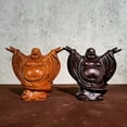 thumbnail image 2 of Ebony wood carved Maitreya Buddha statue, solid wood carving, welcoming guests from all directions and welcoming wealth from all directions, Maitreya Buddha with a big belly., 2 of 3