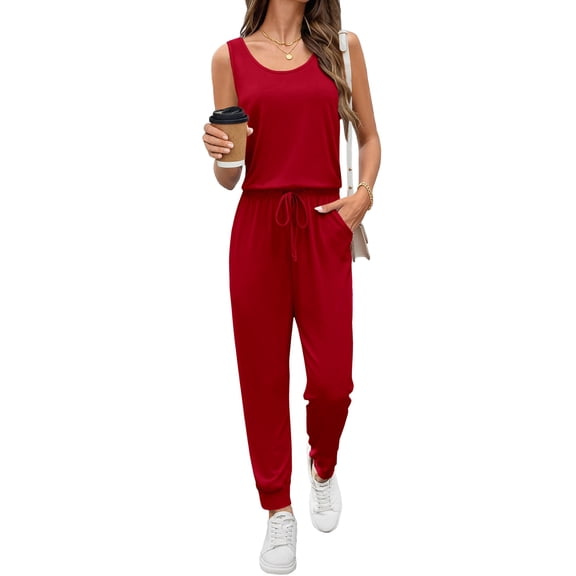 Ekouaer Jumpsuits for Women Casual Sleeveless 2026 Summer Romper Dressy Vacation One Piece Outfits Fashion Travel Clothes