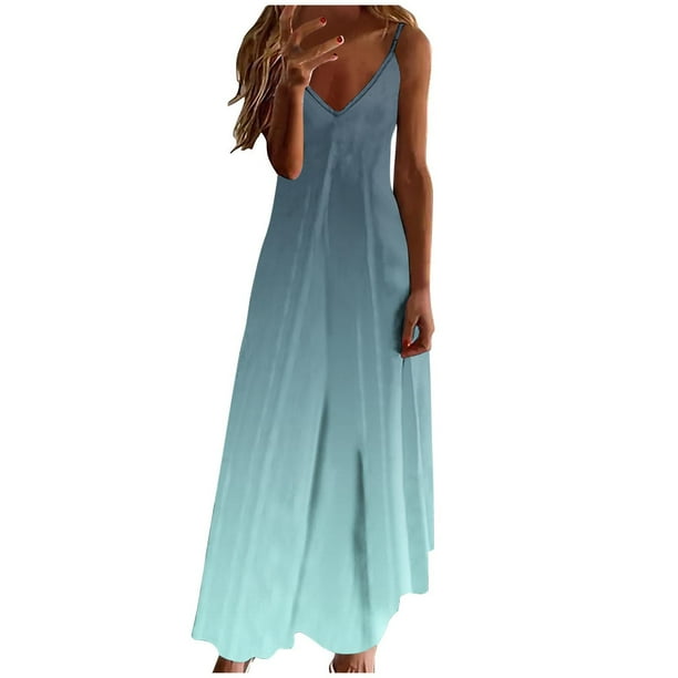 V Cuello Vestidos de Verano para las Mujeres 2025 Impresión sin Mangas Cuello Redondo Vestido Casual, Imitación Algodón Tirar Marco
