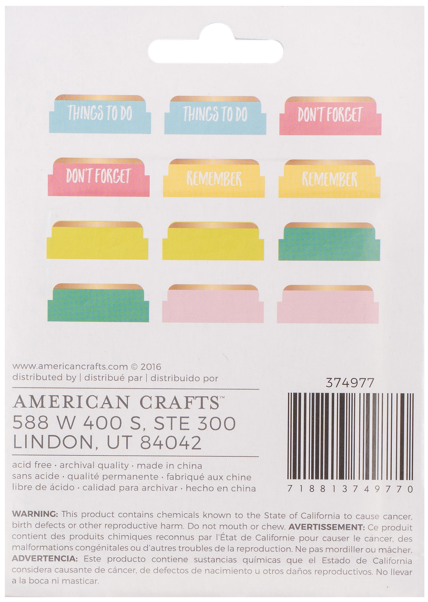 American Crafts Memory Planner Adhesive Cardstock Tabs