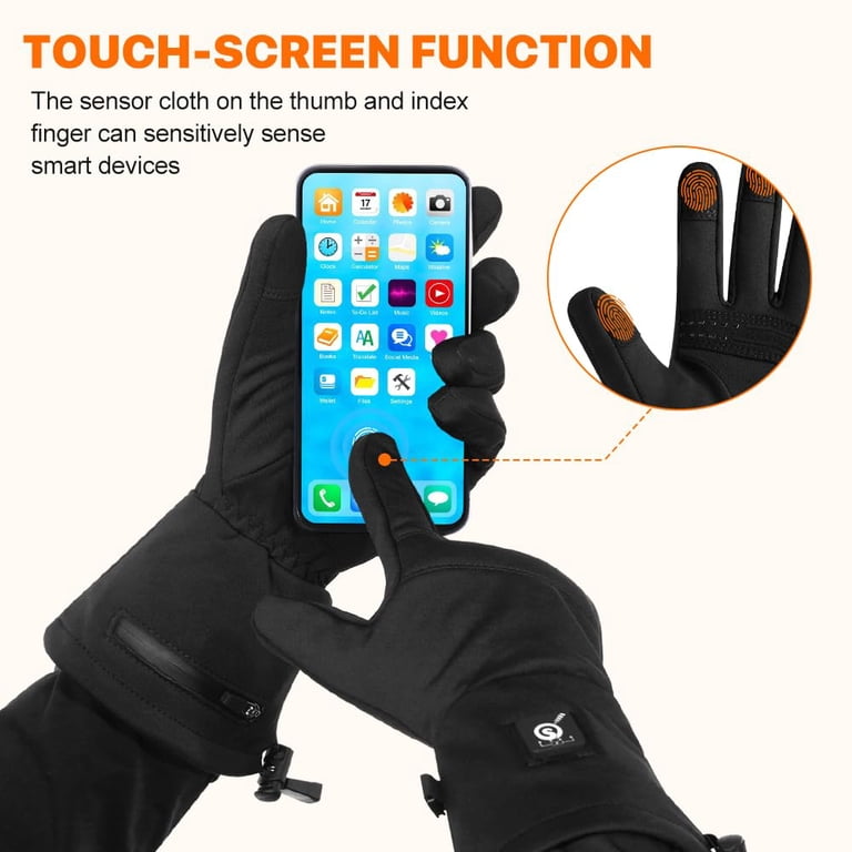 Rechargeable Heated Gloves – 7.4V Battery, 3 Heat Levels, Touchscreen & Waterproof For Winter Sports