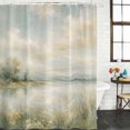 thumbnail image 2 of Rustic Landscape Bathroom Shower Curtains with 12 Hooks Polyester Waterproof Shower Curtain for Stalls and Bathtubs Vintage Farmhouse Nature Lake Wildflower Decorative Bathroom Curtain 66x72 Inches, 2 of 9