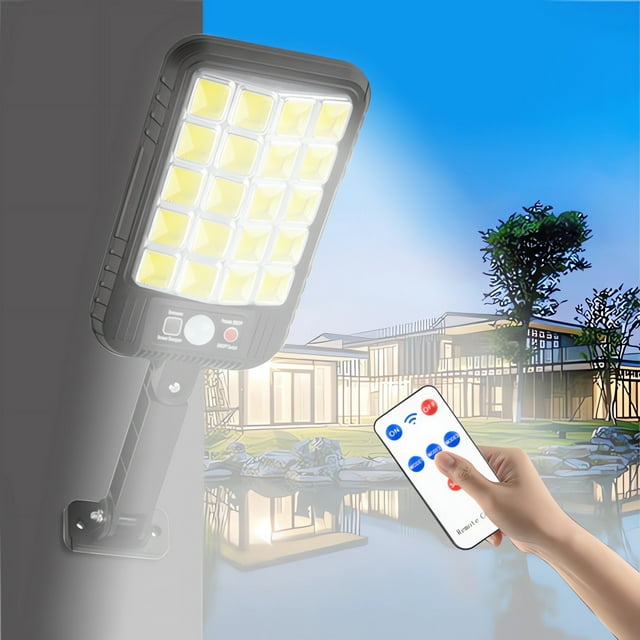 Fiudx Lámpara Solar de Pared para Exteriores, Lámpara Led Impermeable para Jardín, Sensor de Movimiento, Control Remoto, Modos de Iluminación Ajustables, Ideal para Villas, Patios y Garajes, Tamaño 3