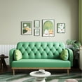 thumbnail image 2 of Green Leather Sofa with Solid Wood Base / Guarantee Stable and Stylish Seating, 2 of 5