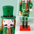 thumbnail image 3 of Figurita de madera de pie, marioneta de Cascanueces, adornos tradicionales del Día de San Patricio, decoración artística para el hogar para estantería de escritorio, 25CM, 3 of 5