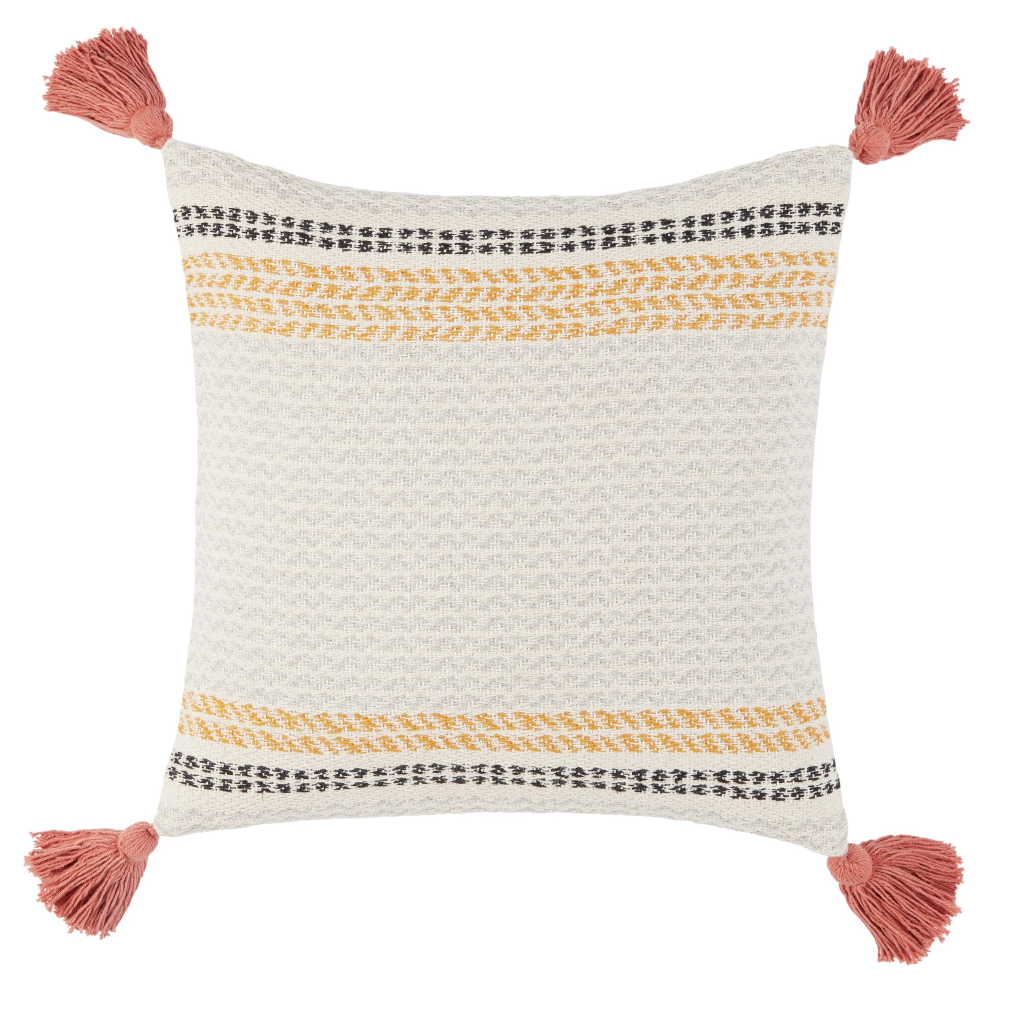 Wanda June Home Striped Woven Tassel Pillow by Miranda Lambert, Beige, 18'x18'
