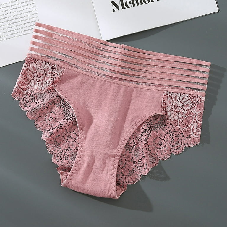 JNGSA Women's Sexy Underwear Women's Cotton Crotch High Waist Lace Trim  Tight Waist Ultra Comfortable Breathable Pants Pink 4 Clearance 