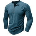 thumbnail image 3 of SWSMCLT Men's Cotton Henley Shirt Soft Fall Top 7 Button Henleys Long Sleeve Slim Fit T-Shirt Fashion Casual Lightweight Blue XX-Large, 3 of 5