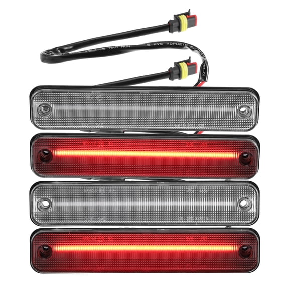 Unique Bargains Front Rear LED Side Marker Light 25952319 for Hummer H2 2003-2009 Clear Lens Amber Red Light 2 Pair