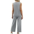 thumbnail image 3 of Dvprdro 2 Piece Outfit Sets for Women Summer Vacation 2025 Summer Sleeveless V Neck Tops and Sweatpants Sets Spring Active Tracksuit Lounge Sets Gray Sizes M, 3 of 5