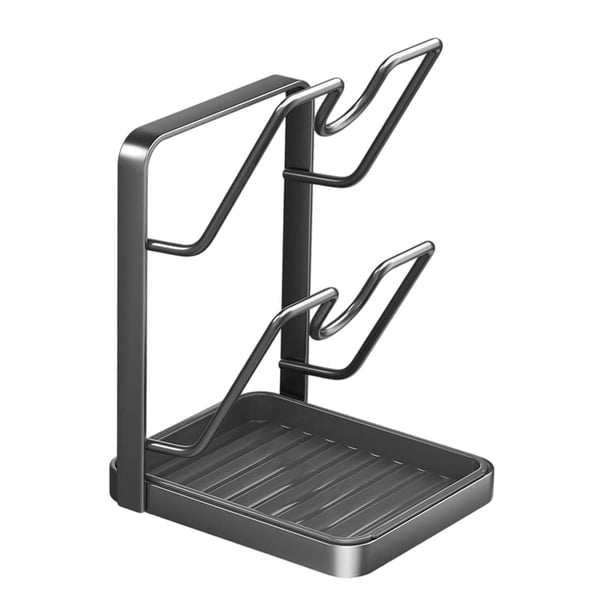 Estante de almacenamiento para tapas de ollas, soporte para tablas de cortar, tapa de ollas, cubierta versátil que ahorra espacio Gris de 2 niveles