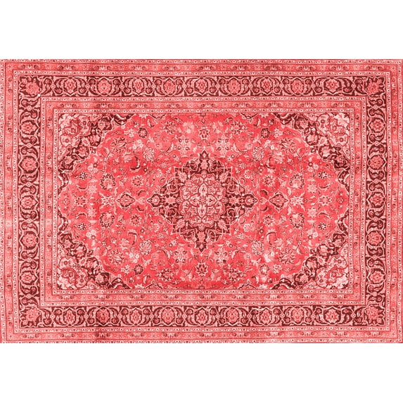 Ahgly Company Indoor Rectangle Medallion Red Traditional Area Rugs, 6' x 9'