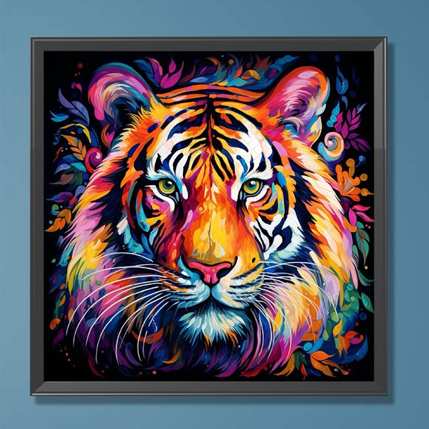 5D bricolaje taladro redondo completo diamante pintura cabeza de tigre Kit decoración del hogar FLhrweasw Nuevo