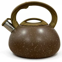 Stainless Steel Whistling Tea Kettle, 3qt Fast Boil Tea Pot with Heat Resistant Handle, Tapered Marble Finish, Durable Stovetop & Gas Tea Kettles