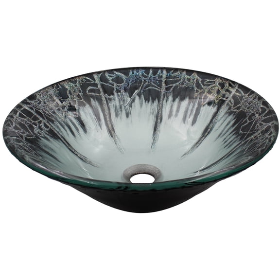 Novatto NOHP-G19012 Credere Artsy Multicolor Glass Fluted Round Bath Sink, 17.25 x 17.25 x 5.5
