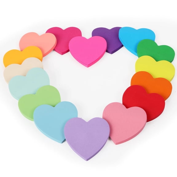 16 PCS Heart Sticky Notes, 30 Sheets/Pad, 480 Sheets Shape Sticky Pad, Cute Memo Pads Colorful Self-Sticky Note Pads for Valentine Gifts