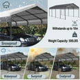 thumbnail image 5 of 12x20 FT Heavy Duty Carport Canopy, Outdoor Metal Carport Garage Canopy with Galvanized Steel Roof and Reinforced Frame, Pickup Boat Car Tent Shelter Storage Shed, Gray, 5 of 10