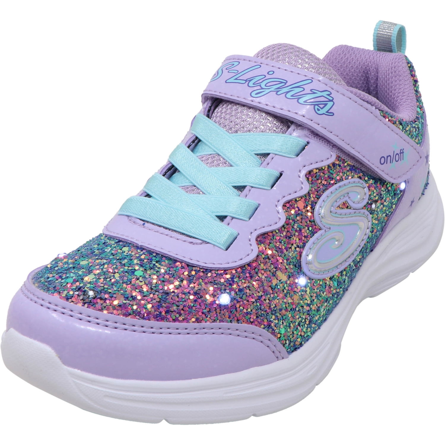 Skechers S Lights Glimmer Kicks Glitter N Glow Lavender / Aqua Ankle