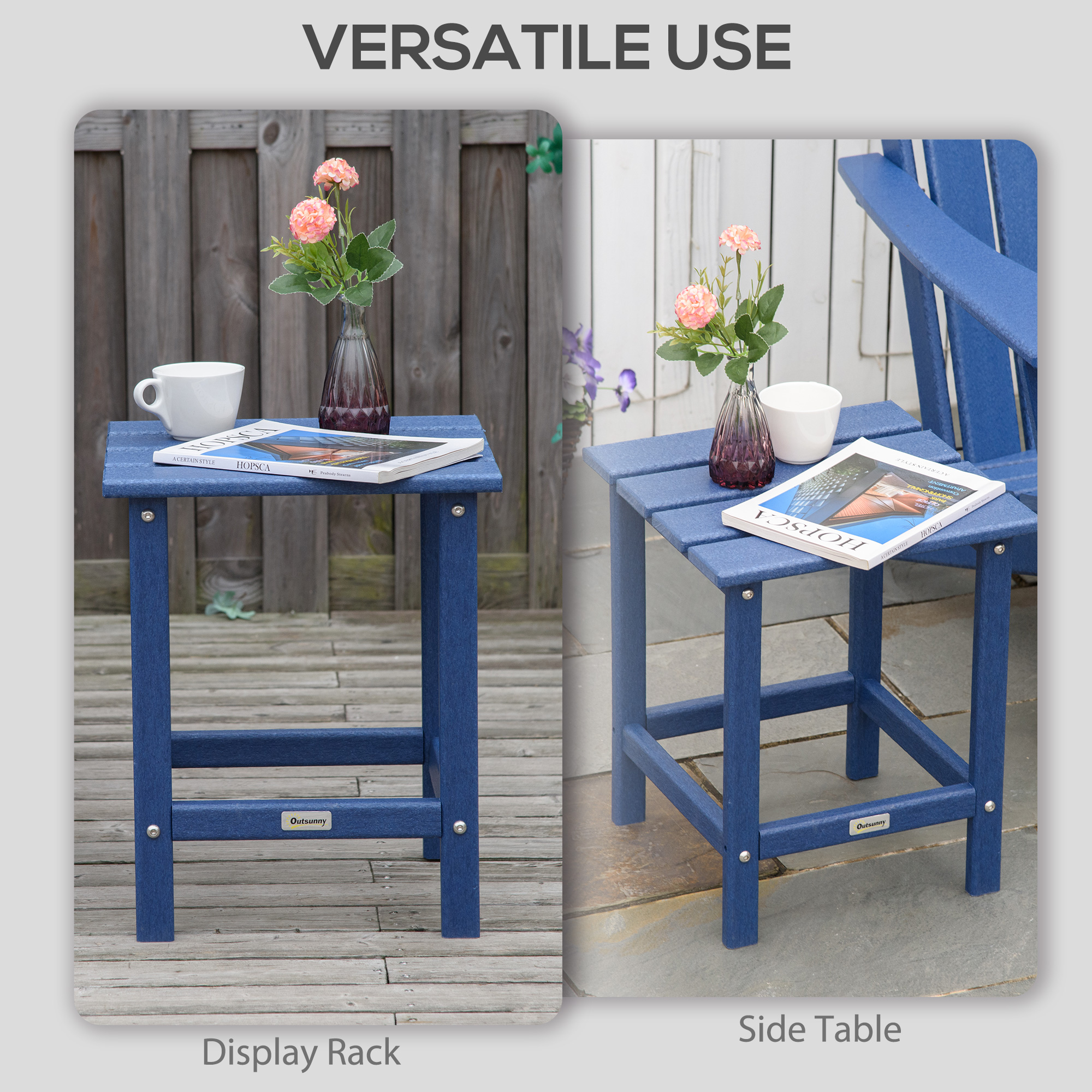 Outsunny 15" Patio End Table, HDPE Plastic, Blue - image 4 of 9