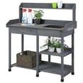 thumbnail image 2 of Topeakmart Potting Bench Table with Removable Sink Drawer Shelves for Outdoor, Gray, 2 of 9
