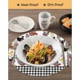 thumbnail image 3 of 15 Inch Round Placemats Set of 4, Farmhouse Rooster Non Slip Heat Insulation PP Table Mats, Country Watercolor Flowers Black Plaid Washable Place Mats for Kitchen Dining Party Table Decor, 3 of 7