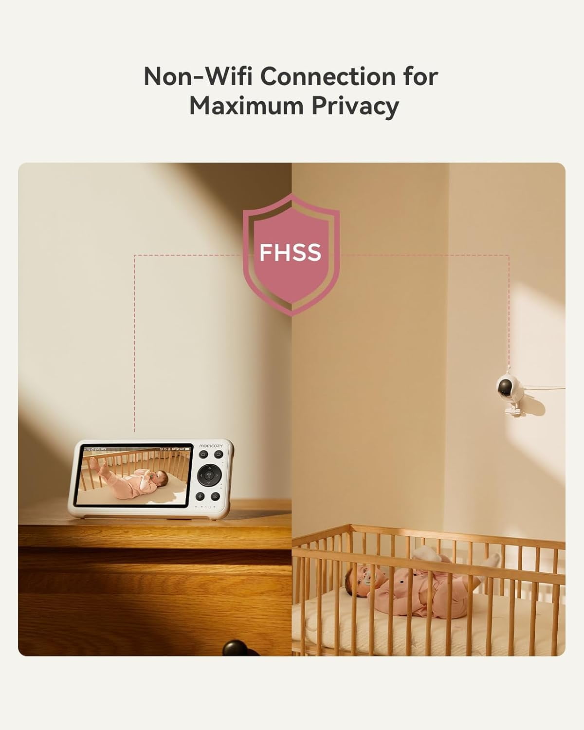 5" WiFi Baby Monitor with HD Camera, Two-Way Audio, 4X Zoom, Motion and Cry Detection, Safe Zone, Clear Night Vision, Photo and Video Recording