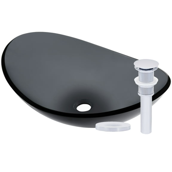 Miseno MNO-G423-PC Oval 21-1/2" Glass Vessel Bathroom Sink;Polished Chrome Drain