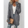 thumbnail image 4 of new autumn and winter women's knitted cardigan autumn and winter long long-sleeved solid color cardigan with pockets-Khaki-XL, 4 of 7