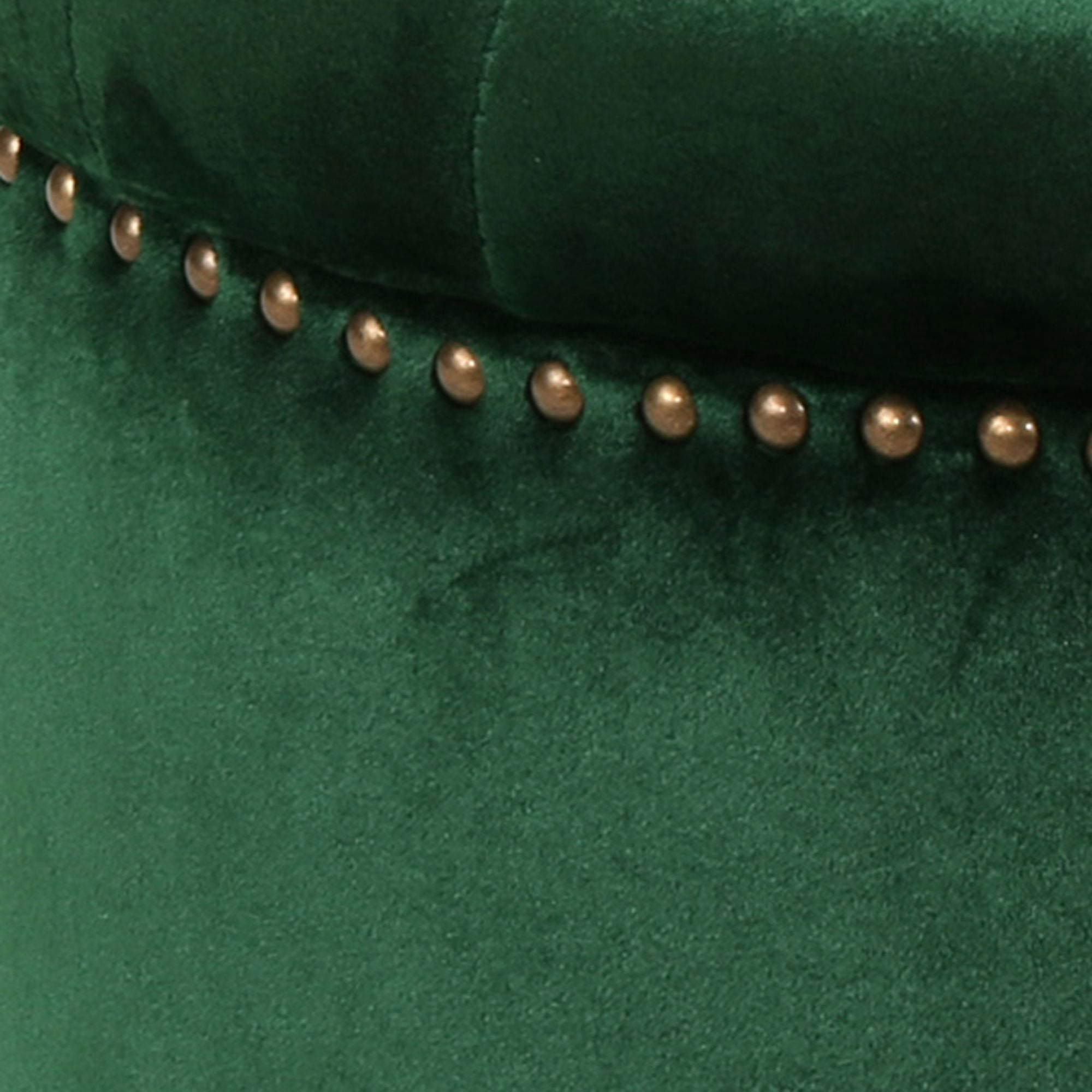 22" Emerald Green and Black Contemporary Round Tufted Ottoman