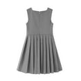 thumbnail image 5 of Girls 3 Piece Outfits Short Sleeve Button Down Lapel Shirt with Pleated A-Line Skirts Tie Cute Preppy Style Sets Gray 4 7-8 Years, 5 of 5